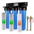 3-Stage Whole House Water Filtration System W/ 3/4 In. Push-Fit Stainless Steel Hose Connectors and Ball Valve