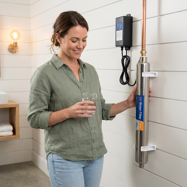UV Water Filter System Designed for Whole House Purification, 12 GPM Flow Rate, Stainless Steel Housing, 1500H Lamp