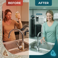 Whole House Filtration with 64,000 Grain Water Softener, Reverse Osmosis System and Sediment-Gac Pre-Filter — Before & After