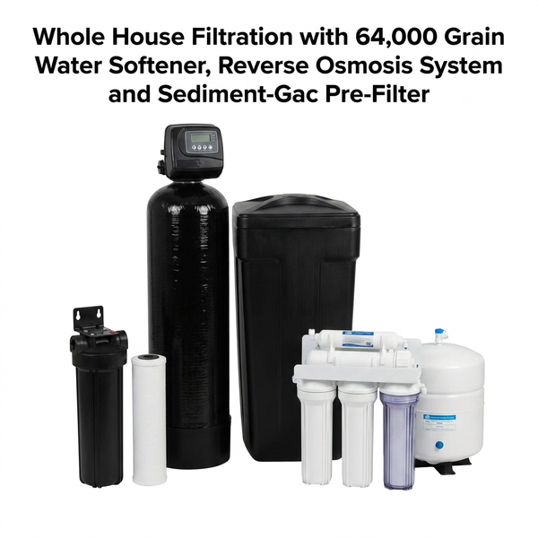 Whole House Filtration with 64,000 Grain Water Softener, Reverse Osmosis System and Sediment-Gac Pre-Filter — Studio Shot