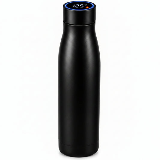 Smart Water Bottle 24Oz – UV-C Self Cleaning, Temperature Display (°C/°F), Hydration Reminder, USB-C Rechargeable, Insulated Stainless Steel Bottle (Black)