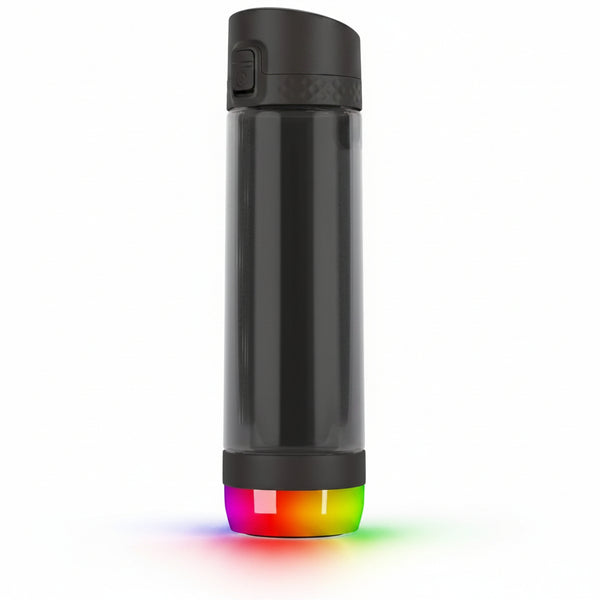 PRO Lite Bundle Smart Water Bottle - Tracks Water Intake & Glows to Remind You to Stay Hydrated, Chug & Straw Lid, 24Oz (Black)