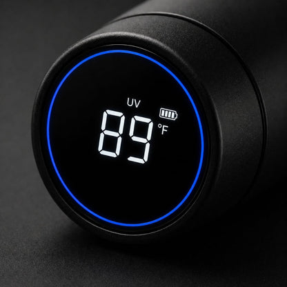 Smart Water Bottle 24Oz – UV-C Self Cleaning, Temperature Display (°C/°F), Hydration Reminder, USB-C Rechargeable, Insulated Stainless Steel Bottle (Black)